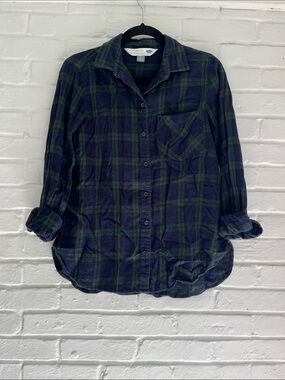 Old Navy Green and Blue Plaid Button-Down Shirt